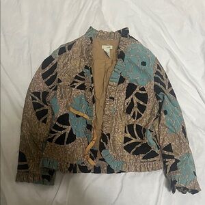 Odille Women's Floral Blazer in Black and Brown
